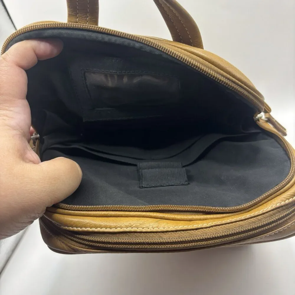 Tignanello Brown Leather Backpack Satchel Tote Bag Purse Womens Shoulder Handbag